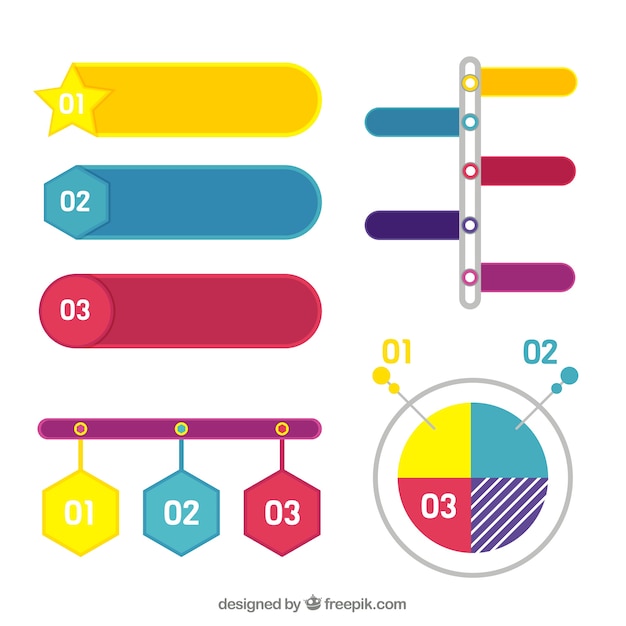 Free vector set of colorful infographic elements