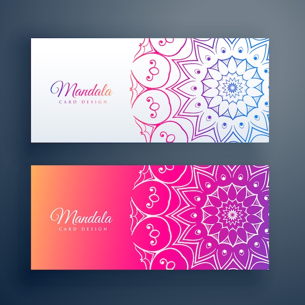 Set di bandiere colorate mandala