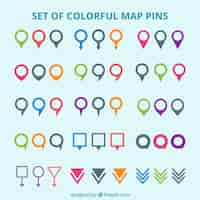 Free vector set of colorful map pins