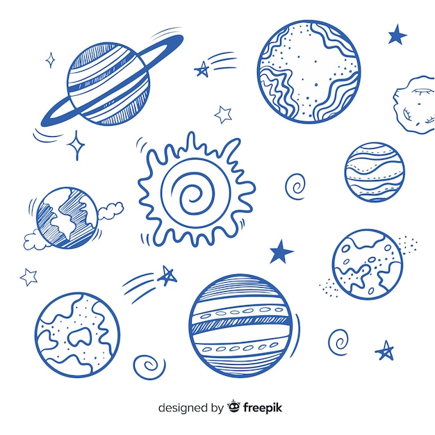 Free vector set of colorful milky way planets