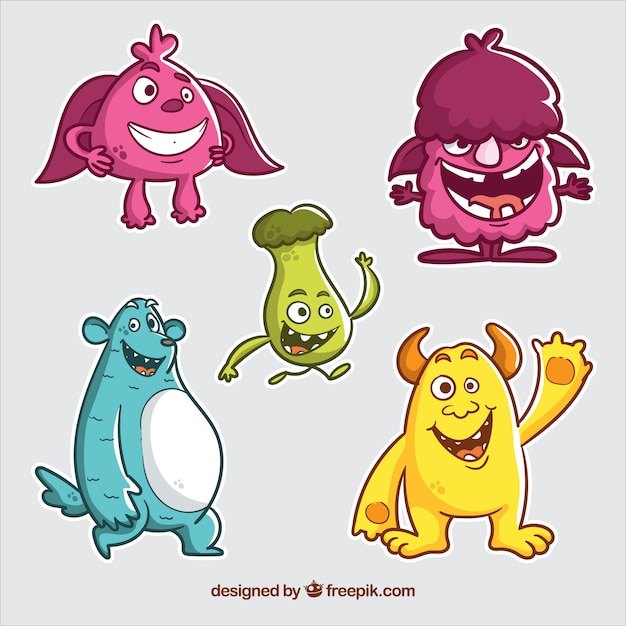 Free vector set of colorful monsters