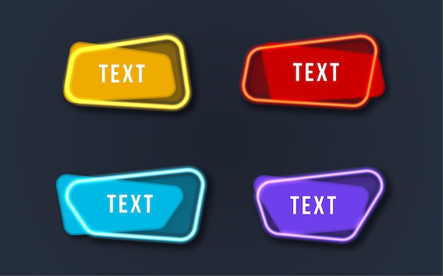 set colorful neon banner text