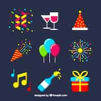 Free vector set of colorful new year party elements