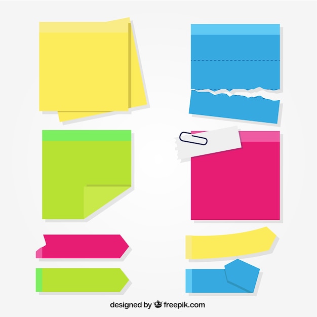 Free vector set of colorful post-its