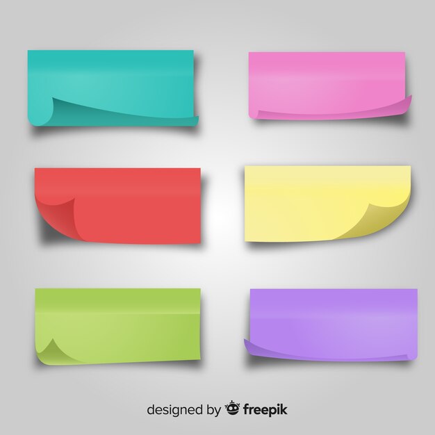 Set of colorful post notes in realistic style