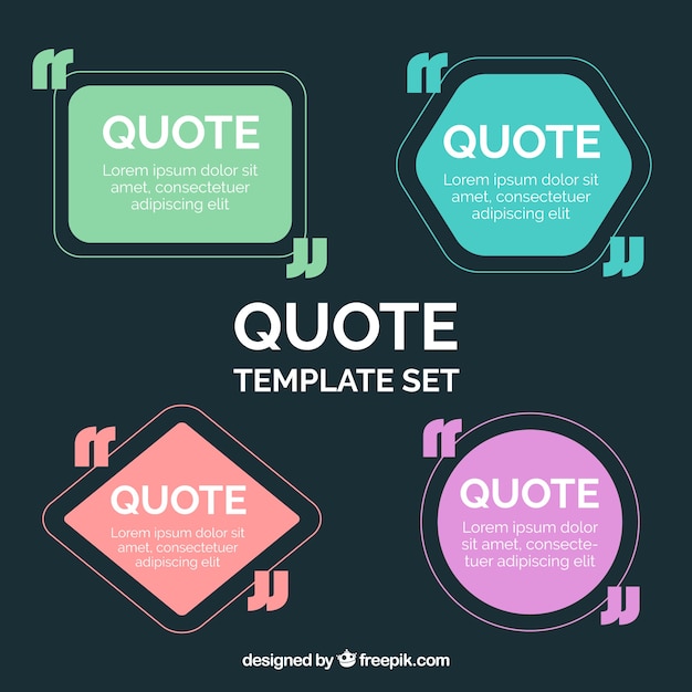 Free vector set of colorful quote templates