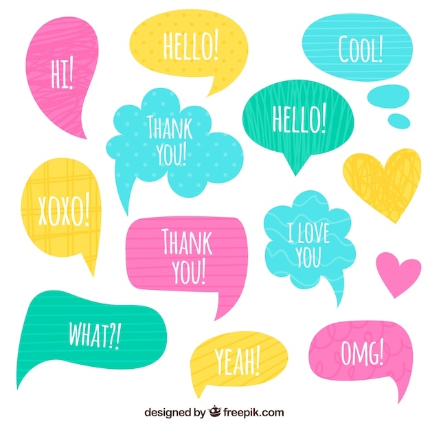 Free vector set of colorful retro speech bubbles