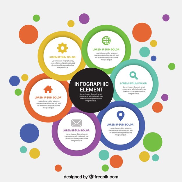 Set of colorful round infographic elements