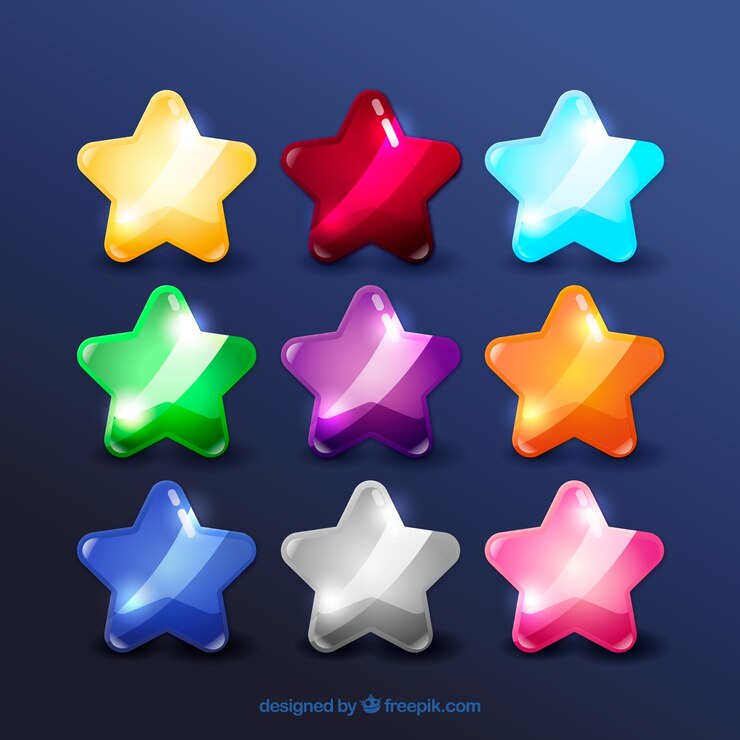 Free Vector set of colorful shiny stars