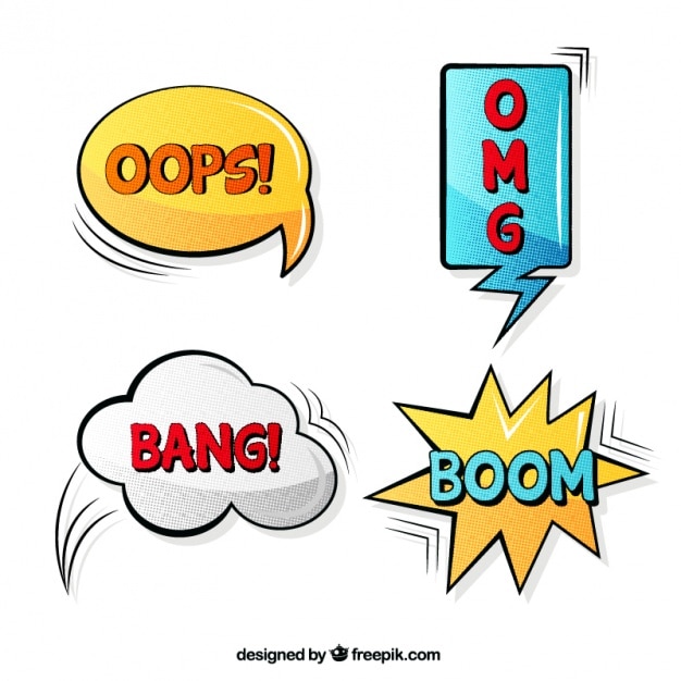 Set of colorful speech bubbles in pop art style