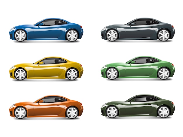 Free vector set of colorful sports car vectors