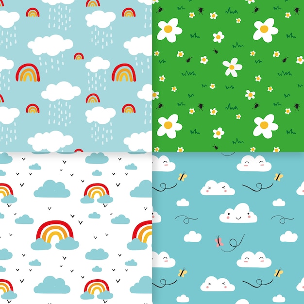 Set of colorful spring patterns