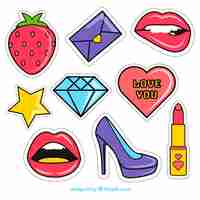 Free vector set of colorful stickers