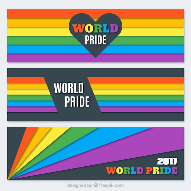 Free vector set of colorful stripes of pride day