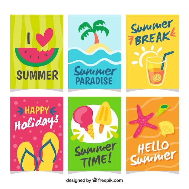 Free vector set of colorful summer cards