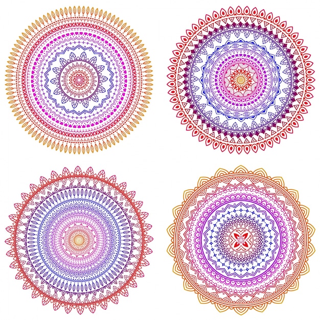 Set of colorful vector mandalas