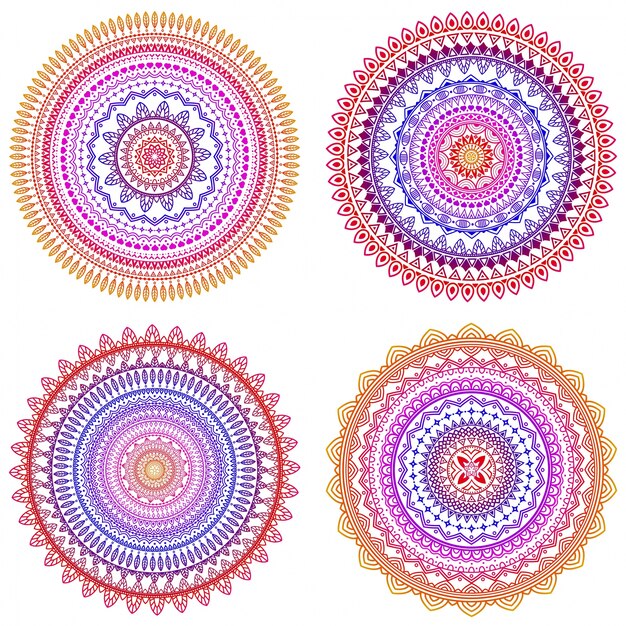 Set of colorful vector mandalas