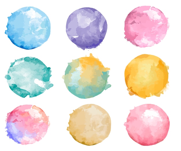 Set Of Colorful Watercolor Badge Vector