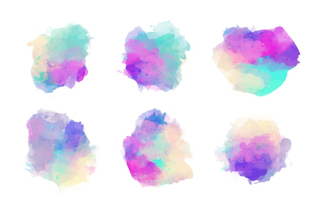 Set of colorful watercolor stains