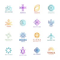 Set of colorful yoga and spa logo vector