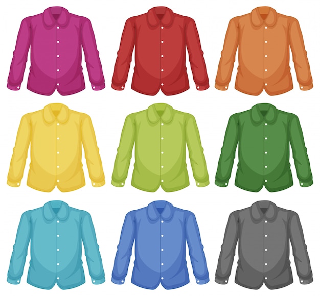Set of colour collar shirt