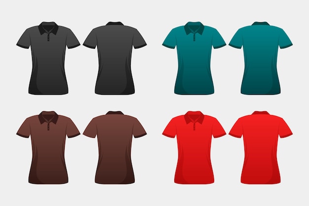 Free vector set of coloured polo shirts