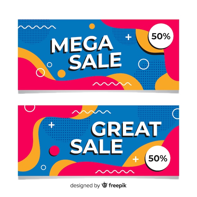 Set of colourful abstract sales banner