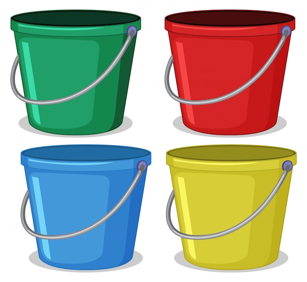 Set of colourful bucket