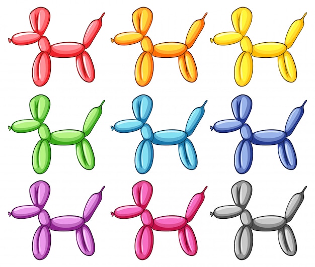 Free vector set of colourful dog balloons