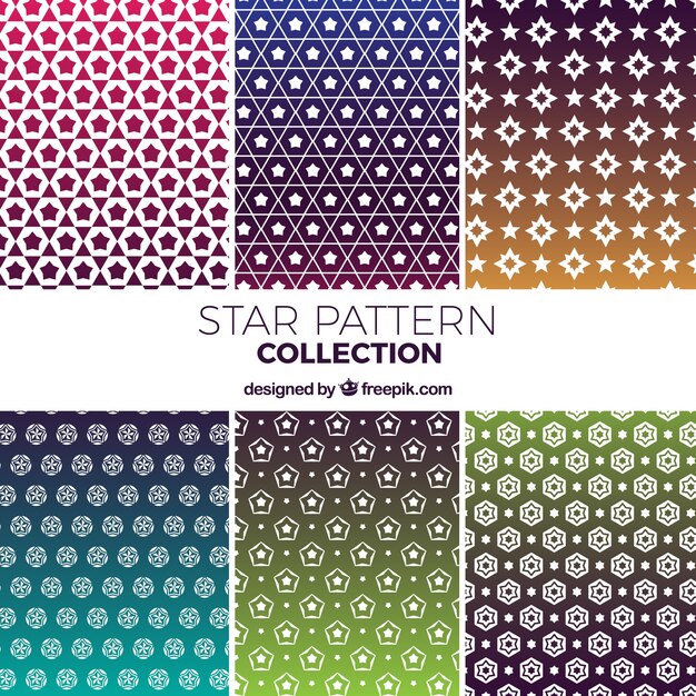 Set of colourful patterns with stars