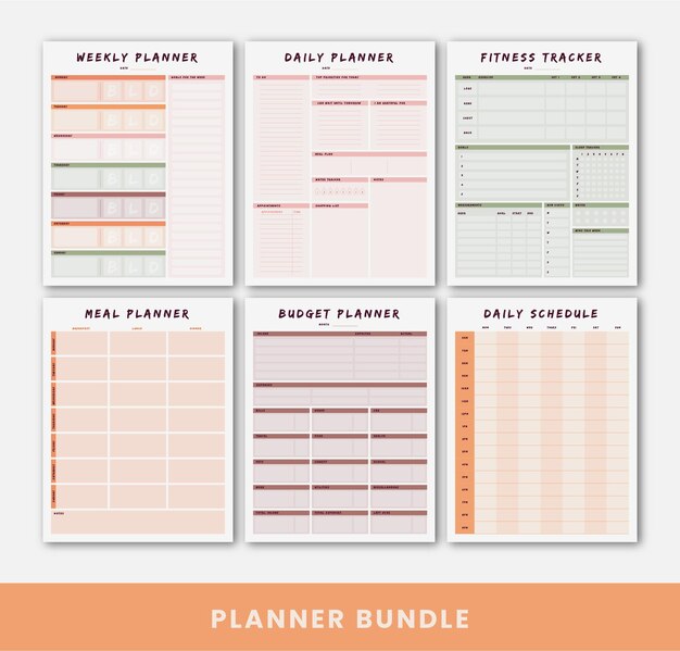 Set of colourful planners