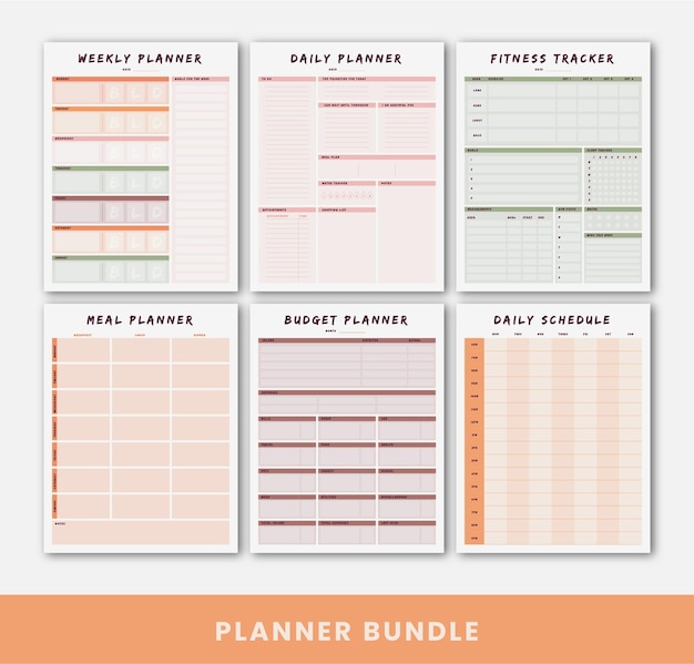 Set of colourful planners