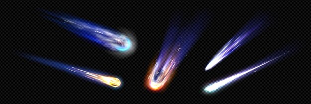 彗星や流星の軌跡のセット