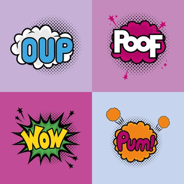 Set of comic bubbles burst style