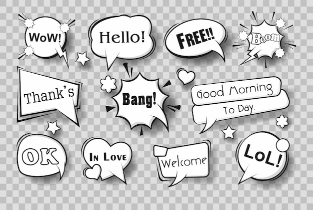 Set of comic speech bubbles