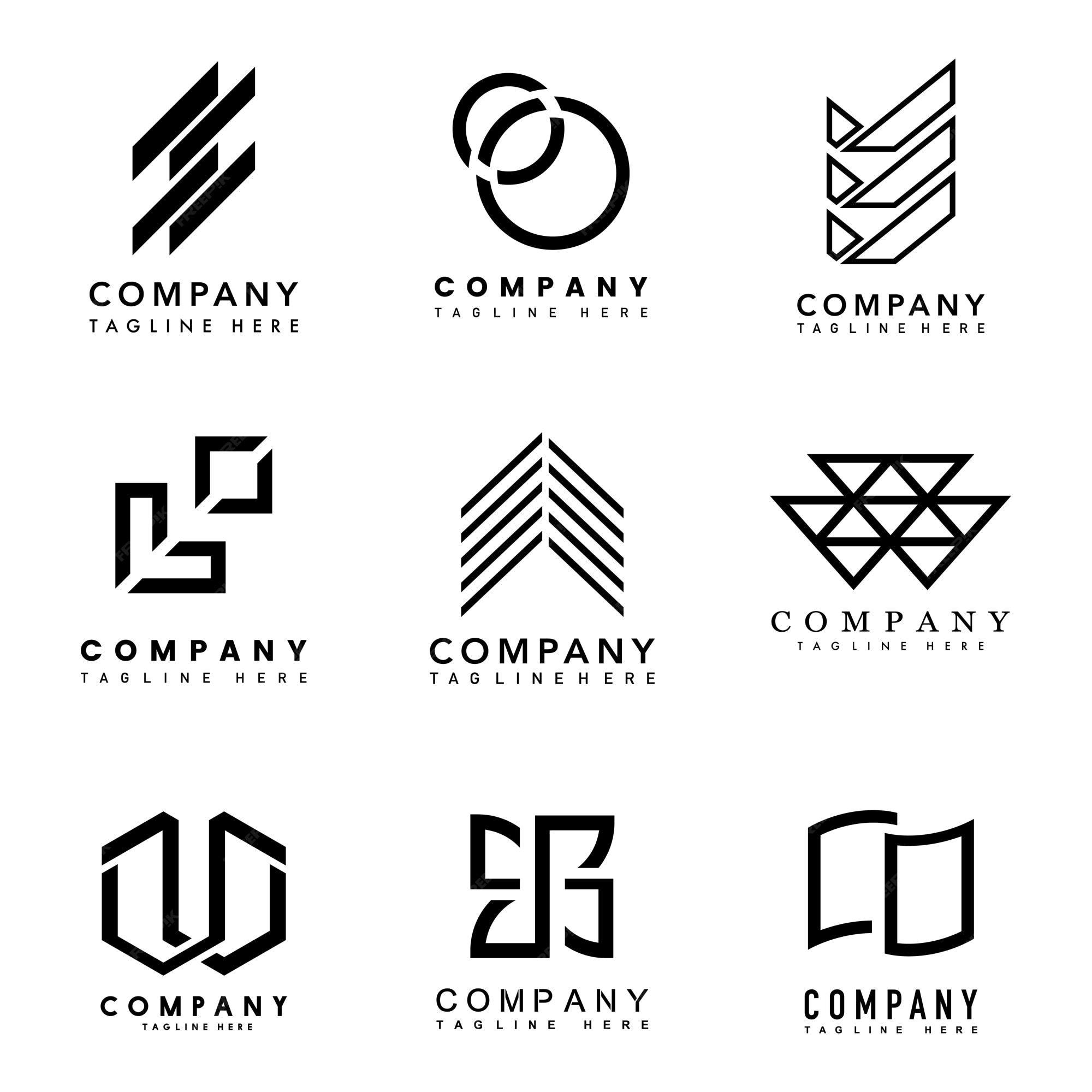 Free Vector | Set of company logo design ideas vector