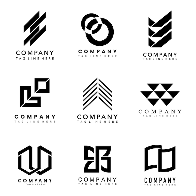 Vettore gratuito insieme di idee per la progettazione del logo aziendale