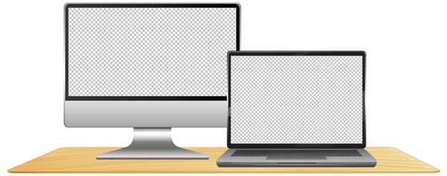 Set of computers with blank screens