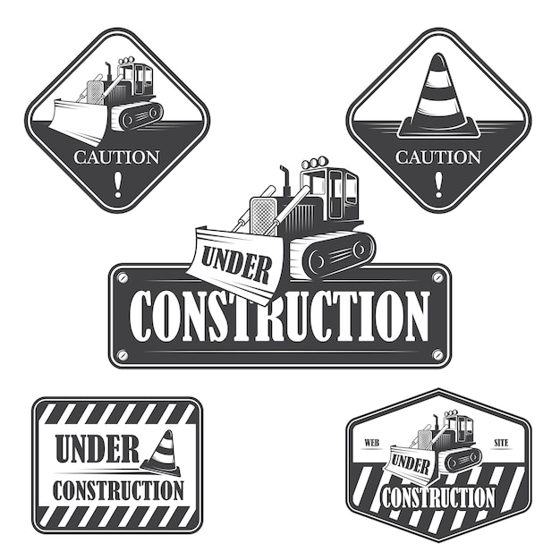 Free vector set of under construction emblems, labels and designed elements