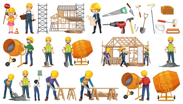 Free vector set of construction site objects