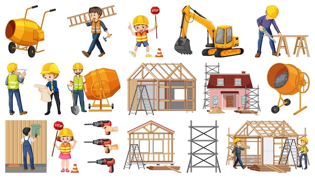 Free vector set of construction site objects