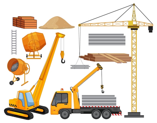Set of construction site objects