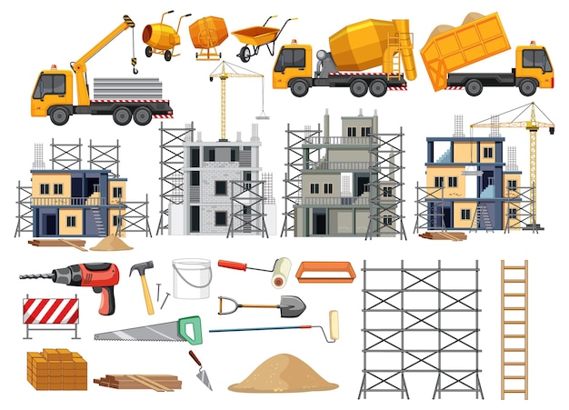 Construction Site Objects Vector Templates – Free Vector Download