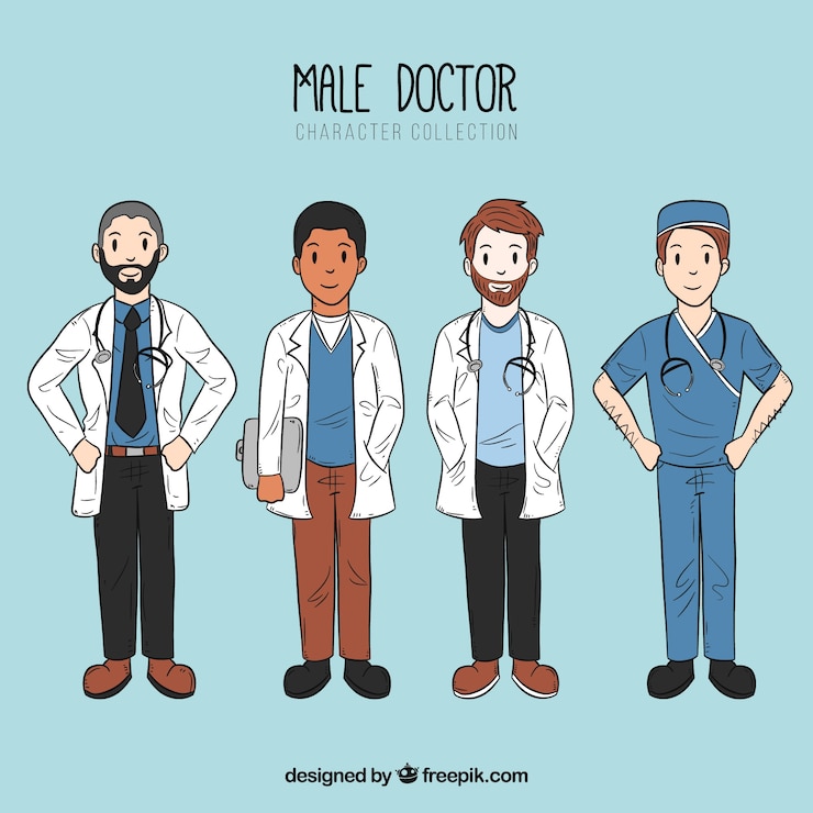 Free Vector set of cool male doctors