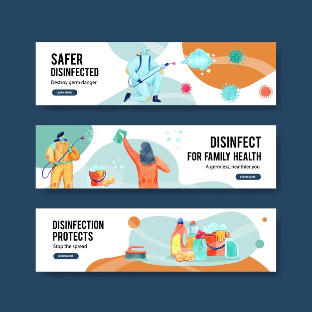 Set of Coronavirus safety banners