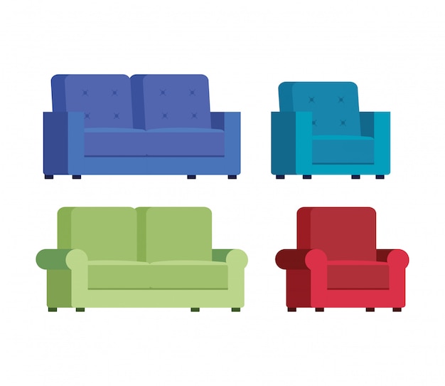 Set of couches comfortable icons