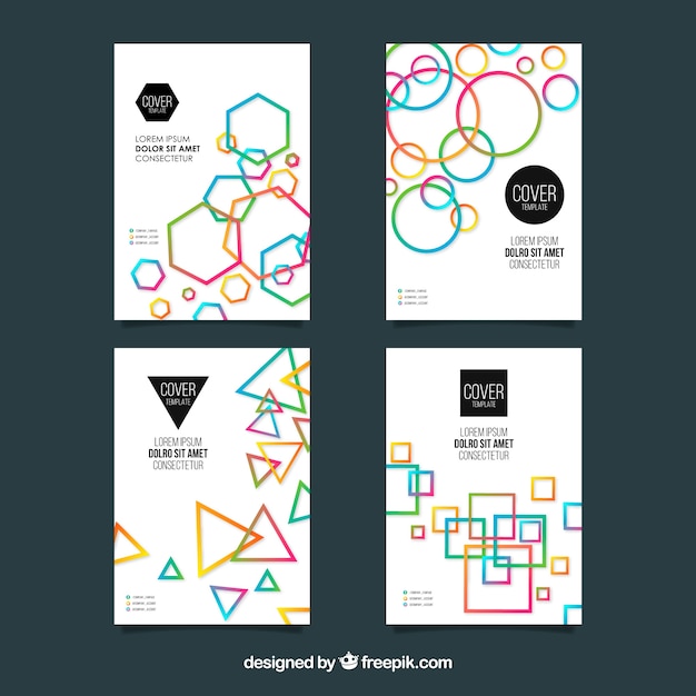 Free vector set of cover templates with geometric design