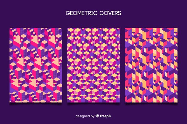 Set of covers with colorful geometric design