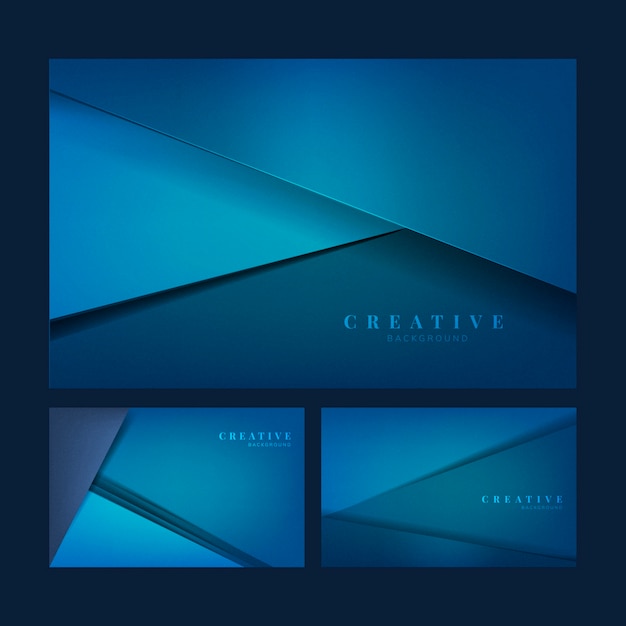 Set of creative background designs in deep blue