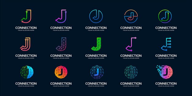 Premium Vector Set Of Creative Letter J Modern Digital Technology Logo Design